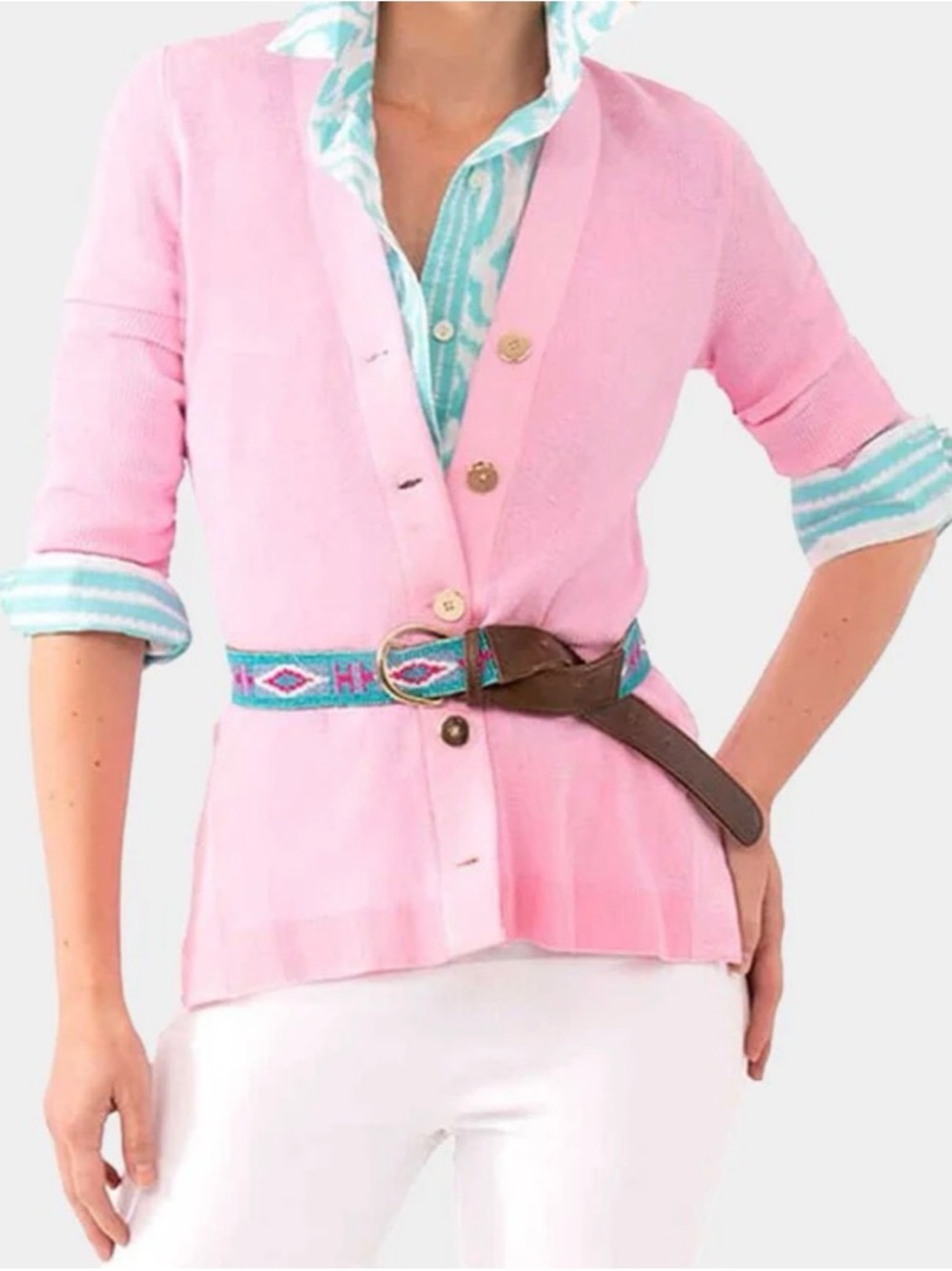 Gretchen Scott bright pink Grosgrain Heaven Cardigan size small